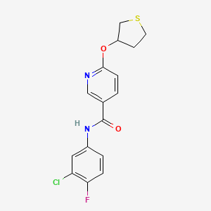 molecular formula C16H14ClFN2O2S B2970994 N-(3-chloro-4-fluorophenyl)-6-(thiolan-3-yloxy)pyridine-3-carboxamide CAS No. 2034394-31-3