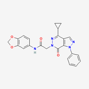 molecular formula C23H19N5O4 B2971036 N-(2H-1,3-benzodioxol-5-yl)-2-{4-cyclopropyl-7-oxo-1-phenyl-1H,6H,7H-pyrazolo[3,4-d]pyridazin-6-yl}acetamide CAS No. 1105239-41-5