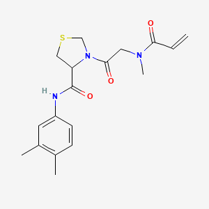 molecular formula C18H23N3O3S B2971063 N-(3,4-Dimethylphenyl)-3-[2-[methyl(prop-2-enoyl)amino]acetyl]-1,3-thiazolidine-4-carboxamide CAS No. 2197376-84-2