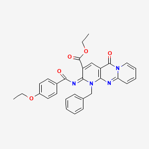 molecular formula C30H26N4O5 B2971088 ethyl 7-benzyl-6-(4-ethoxybenzoyl)imino-2-oxo-1,7,9-triazatricyclo[8.4.0.03,8]tetradeca-3(8),4,9,11,13-pentaene-5-carboxylate CAS No. 534581-37-8