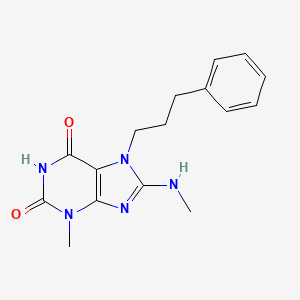 molecular formula C16H19N5O2 B2971098 3-methyl-8-(methylamino)-7-(3-phenylpropyl)-1H-purine-2,6(3H,7H)-dione CAS No. 303973-00-4