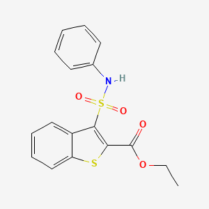 molecular formula C17H15NO4S2 B2971147 ethyl 3-(N-phenylsulfamoyl)benzo[b]thiophene-2-carboxylate CAS No. 932464-24-9