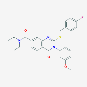 N,N-diethyl-2-((4-fluorobenzyl)thio)-3-(3-methoxyphenyl)-4-oxo-3,4-dihydroquinazoline-7-carboxamide