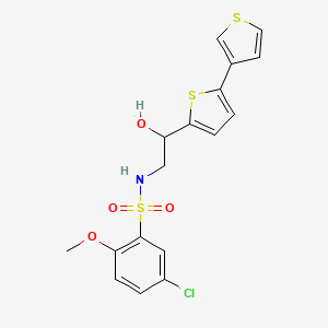 molecular formula C17H16ClNO4S3 B2971154 N-(2-([2,3'-bithiophen]-5-yl)-2-hydroxyethyl)-5-chloro-2-methoxybenzenesulfonamide CAS No. 2185590-69-4