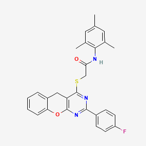 2-((2-(4-fluorophenyl)-5H-chromeno[2,3-d]pyrimidin-4-yl)thio)-N-mesitylacetamide