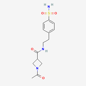 molecular formula C14H19N3O4S B2971167 1-acetyl-N-[2-(4-sulfamoylphenyl)ethyl]azetidine-3-carboxamide CAS No. 1396885-16-7