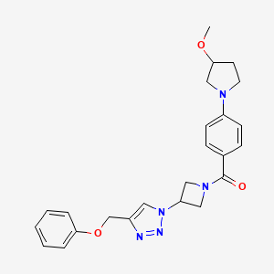 molecular formula C24H27N5O3 B2971228 (4-(3-methoxypyrrolidin-1-yl)phenyl)(3-(4-(phenoxymethyl)-1H-1,2,3-triazol-1-yl)azetidin-1-yl)methanone CAS No. 1903616-21-6