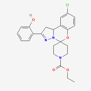 molecular formula C23H24ClN3O4 B2971258 ethyl 9'-chloro-2'-(2-hydroxyphenyl)-1',10b'-dihydro-1H-spiro[piperidine-4,5'-pyrazolo[1,5-c][1,3]benzoxazine]-1-carboxylate CAS No. 899971-98-3