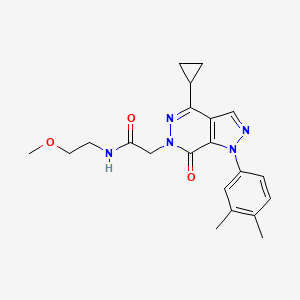 molecular formula C21H25N5O3 B2971265 2-(4-cyclopropyl-1-(3,4-dimethylphenyl)-7-oxo-1H-pyrazolo[3,4-d]pyridazin-6(7H)-yl)-N-(2-methoxyethyl)acetamide CAS No. 1105203-60-8