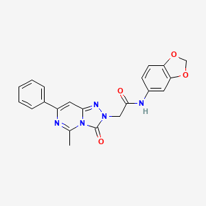 molecular formula C21H17N5O4 B2971269 N-(2H-1,3-benzodioxol-5-yl)-2-{5-methyl-3-oxo-7-phenyl-2H,3H-[1,2,4]triazolo[4,3-c]pyrimidin-2-yl}acetamide CAS No. 1251602-99-9