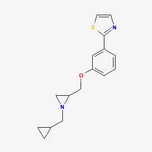 molecular formula C16H18N2OS B2971298 2-(3-{[1-(Cyclopropylmethyl)aziridin-2-yl]methoxy}phenyl)-1,3-thiazole CAS No. 2418691-00-4