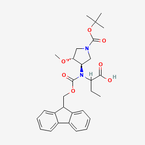 molecular formula C29H36N2O7 B2971341 2-[9H-Fluoren-9-ylmethoxycarbonyl-[(3R,4R)-4-methoxy-1-[(2-methylpropan-2-yl)oxycarbonyl]pyrrolidin-3-yl]amino]butanoic acid CAS No. 2137418-84-7