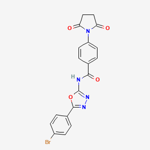 molecular formula C19H13BrN4O4 B2971348 N-[5-(4-bromophenyl)-1,3,4-oxadiazol-2-yl]-4-(2,5-dioxopyrrolidin-1-yl)benzamide CAS No. 905677-58-9