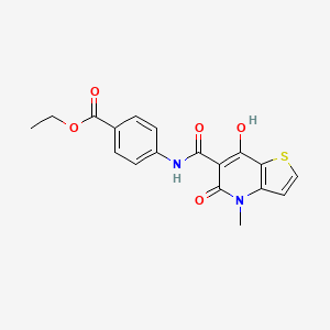 molecular formula C18H16N2O5S B2971354 ethyl 4-{7-hydroxy-4-methyl-5-oxo-4H,5H-thieno[3,2-b]pyridine-6-amido}benzoate CAS No. 1251682-07-1