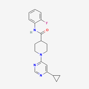 molecular formula C19H21FN4O B2971371 1-(6-cyclopropylpyrimidin-4-yl)-N-(2-fluorophenyl)piperidine-4-carboxamide CAS No. 1795193-28-0