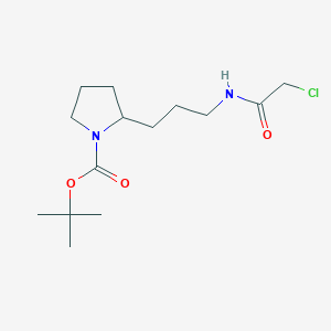 molecular formula C14H25ClN2O3 B2971402 Tert-butyl 2-[3-[(2-chloroacetyl)amino]propyl]pyrrolidine-1-carboxylate CAS No. 2411195-90-7