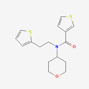 molecular formula C16H19NO2S2 B2971406 N-(tetrahydro-2H-pyran-4-yl)-N-(2-(thiophen-2-yl)ethyl)thiophene-3-carboxamide CAS No. 1798522-01-6