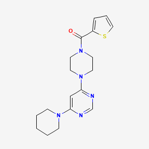 molecular formula C18H23N5OS B2971416 (4-(6-(Piperidin-1-yl)pyrimidin-4-yl)piperazin-1-yl)(thiophen-2-yl)methanone CAS No. 1209807-27-1