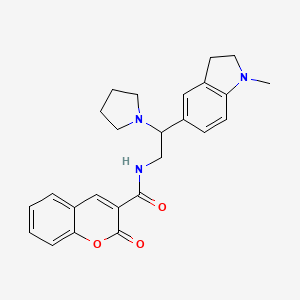 molecular formula C25H27N3O3 B2971440 N-(2-(1-methylindolin-5-yl)-2-(pyrrolidin-1-yl)ethyl)-2-oxo-2H-chromene-3-carboxamide CAS No. 922033-27-0