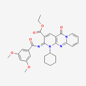 molecular formula C29H30N4O6 B2971463 ethyl 7-cyclohexyl-6-(3,5-dimethoxybenzoyl)imino-2-oxo-1,7,9-triazatricyclo[8.4.0.03,8]tetradeca-3(8),4,9,11,13-pentaene-5-carboxylate CAS No. 534579-49-2