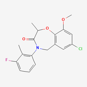 molecular formula C18H17ClFNO3 B2971481 7-chloro-4-(3-fluoro-2-methylphenyl)-9-methoxy-2-methyl-4,5-dihydrobenzo[f][1,4]oxazepin-3(2H)-one CAS No. 2309630-53-1