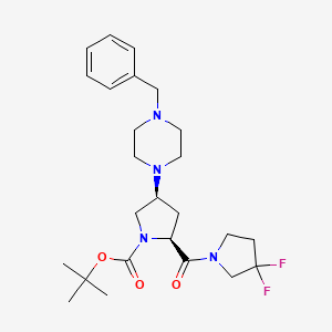 molecular formula C25H36F2N4O3 B2971482 (2S,4S)-1-Boc-4-(4-benzyl-1-piperazinyl)-2-(3,3-difluoropyrrolidine-1-carbonyl)pyrrolidine CAS No. 1864002-93-6