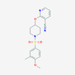 molecular formula C19H21N3O4S B2971487 2-((1-((4-Methoxy-3-methylphenyl)sulfonyl)piperidin-4-yl)oxy)nicotinonitrile CAS No. 1797957-48-2