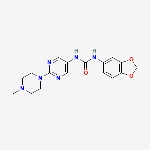 molecular formula C17H20N6O3 B2971488 1-(苯并[d][1,3]二氧杂环-5-基)-3-(2-(4-甲基哌嗪-1-基)嘧啶-5-基)脲 CAS No. 1396746-82-9