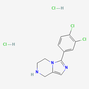 molecular formula C12H13Cl4N3 B2971490 3-(3,4-Dichlorophenyl)-5,6,7,8-tetrahydroimidazo[1,5-a]pyrazine;dihydrochloride CAS No. 2418666-73-4