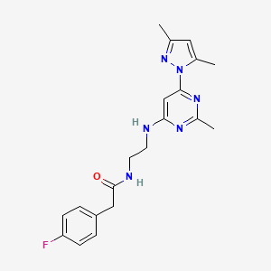 N-(2-((6-(3,5-dimethyl-1H-pyrazol-1-yl)-2-methylpyrimidin-4-yl)amino)ethyl)-2-(4-fluorophenyl)acetamide