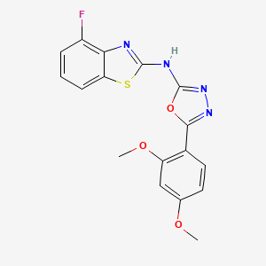 molecular formula C17H13FN4O3S B2971500 5-(2,4-dimethoxyphenyl)-N-(4-fluoro-1,3-benzothiazol-2-yl)-1,3,4-oxadiazol-2-amine CAS No. 862975-19-7