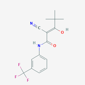 molecular formula C15H15F3N2O2 B2971510 2-(2,2-二甲基丙酰)-3-羟基-3-((3-(三氟甲基)苯基)氨基)丙-2-烯腈 CAS No. 1024762-94-4