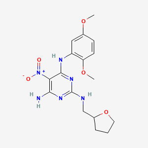 N4-(2,5-dimethoxyphenyl)-5-nitro-N2-[(oxolan-2-yl)methyl]pyrimidine-2,4,6-triamine