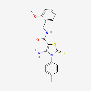 molecular formula C19H19N3O2S2 B2971553 4-amino-N-(2-methoxybenzyl)-2-thioxo-3-(p-tolyl)-2,3-dihydrothiazole-5-carboxamide CAS No. 946301-60-6