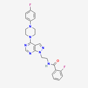 molecular formula C24H23F2N7O B2971555 2-fluoro-N-(2-(4-(4-(4-fluorophenyl)piperazin-1-yl)-1H-pyrazolo[3,4-d]pyrimidin-1-yl)ethyl)benzamide CAS No. 1021094-24-5