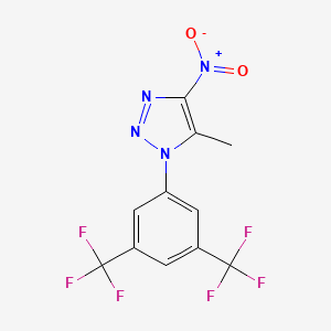 molecular formula C11H6F6N4O2 B2971567 1-[3,5-bis(trifluoromethyl)phenyl]-5-methyl-4-nitro-1H-1,2,3-triazole CAS No. 477890-14-5