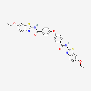 molecular formula C32H26N4O5S2 B2971568 N-(6-ethoxy-1,3-benzothiazol-2-yl)-4-{4-[(6-ethoxy-1,3-benzothiazol-2-yl)carbamoyl]phenoxy}benzamide CAS No. 476210-68-1