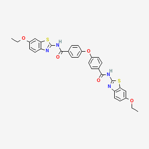molecular formula C32H26N4O5S2 B2971568 N-(6-ethoxy-1,3-benzothiazol-2-yl)-4-[4-[(6-ethoxy-1,3-benzothiazol-2-yl)carbamoyl]phenoxy]benzamide CAS No. 476210-68-1