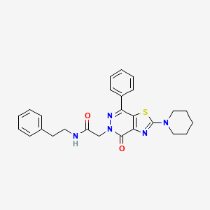 molecular formula C26H27N5O2S B2971576 2-(4-oxo-7-phenyl-2-(piperidin-1-yl)thiazolo[4,5-d]pyridazin-5(4H)-yl)-N-phenethylacetamide CAS No. 1203369-16-7