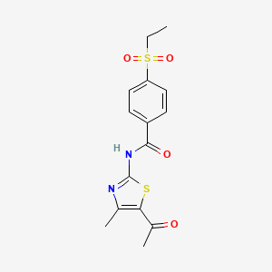 molecular formula C15H16N2O4S2 B2971627 N-(5-acetyl-4-methylthiazol-2-yl)-4-(ethylsulfonyl)benzamide CAS No. 898429-36-2