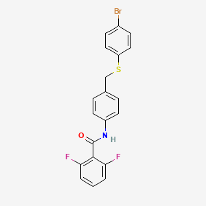 molecular formula C20H14BrF2NOS B2971635 N-(4-{[(4-bromophenyl)sulfanyl]methyl}phenyl)-2,6-difluorobenzenecarboxamide CAS No. 321431-69-0