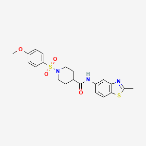 molecular formula C21H23N3O4S2 B2971642 1-((4-methoxyphenyl)sulfonyl)-N-(2-methylbenzo[d]thiazol-5-yl)piperidine-4-carboxamide CAS No. 922484-69-3