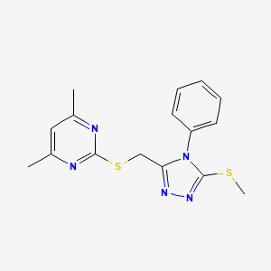 4,6-Dimethyl-2-[(5-methylsulfanyl-4-phenyl-1,2,4-triazol-3-yl)methylsulfanyl]pyrimidine