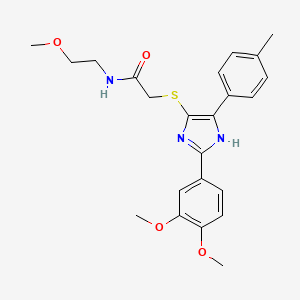 2-((2-(3,4-dimethoxyphenyl)-5-(p-tolyl)-1H-imidazol-4-yl)thio)-N-(2-methoxyethyl)acetamide