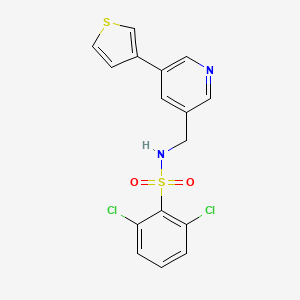 2,6-dichloro-N-((5-(thiophen-3-yl)pyridin-3-yl)methyl)benzenesulfonamide