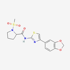 N-(4-(benzo[d][1,3]dioxol-5-yl)thiazol-2-yl)-1-(methylsulfonyl)pyrrolidine-2-carboxamide