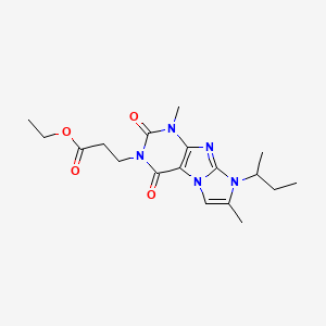 molecular formula C18H25N5O4 B2971717 ethyl 3-(8-(sec-butyl)-1,7-dimethyl-2,4-dioxo-1H-imidazo[2,1-f]purin-3(2H,4H,8H)-yl)propanoate CAS No. 915884-85-4