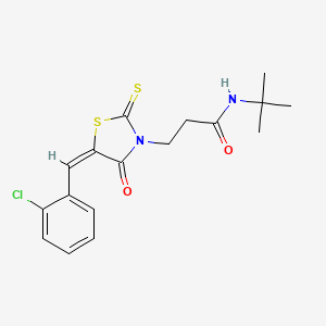 molecular formula C17H19ClN2O2S2 B2971731 N-tert-butyl-3-[(5E)-5-[(2-chlorophenyl)methylidene]-4-oxo-2-sulfanylidene-1,3-thiazolidin-3-yl]propanamide CAS No. 378757-02-9