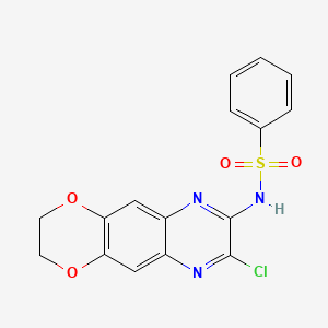 molecular formula C16H12ClN3O4S B2971737 N-{8-chloro-2H,3H-[1,4]dioxino[2,3-g]quinoxalin-7-yl}benzenesulfonamide CAS No. 329269-15-0