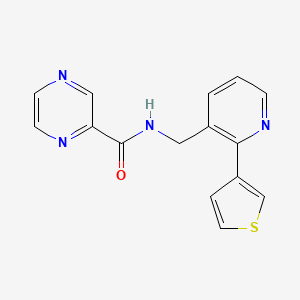 N-((2-(thiophen-3-yl)pyridin-3-yl)methyl)pyrazine-2-carboxamide